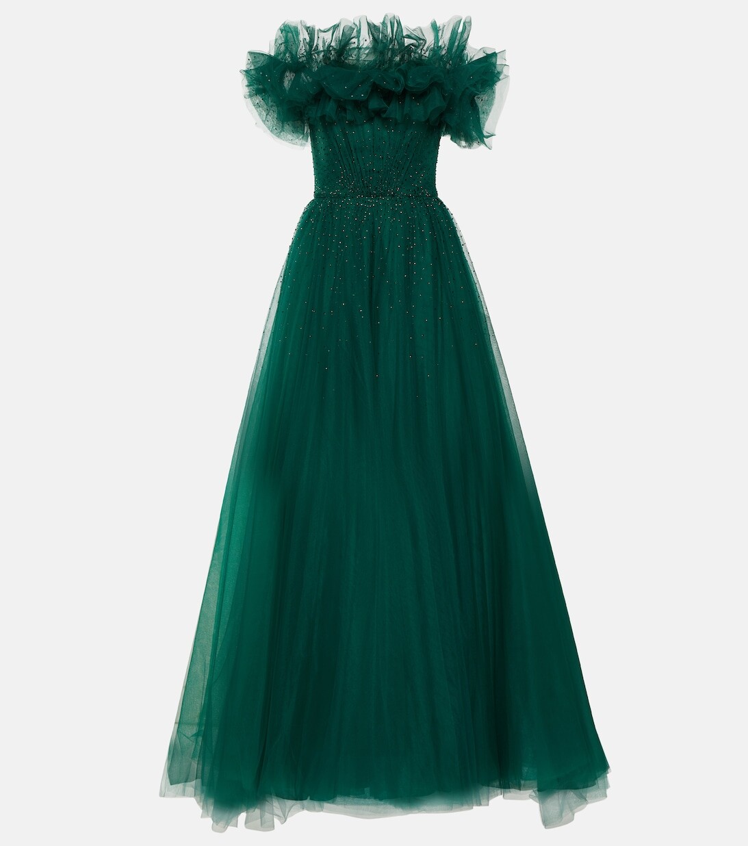 Украшенное платье из тюля JENNY PACKHAM, зеленый