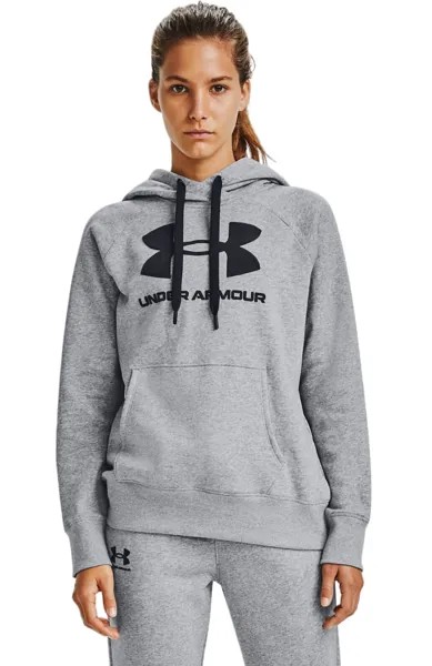Худи женское Under Armour Rival Fleece Logo Hoodie серое SM