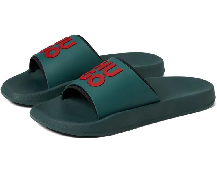 Сандалии HUGO Stacked Logo Slide, цвет Sage Green