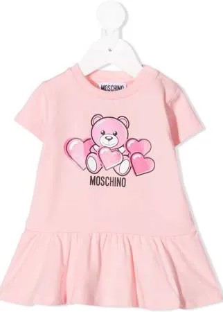 Moschino Kids короткое платье Teddy Bear с оборками на подоле