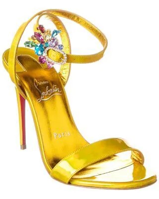 Christian Louboutin Goldie Joli 100 Женские лакированные сандалии желтые 36