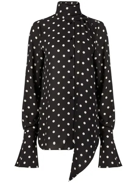 Nina Ricci рубашка в горох с бантом, черный