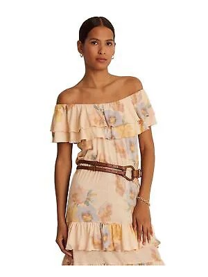 Женское бежевое вечернее платье миди RALPH LAUREN с рукавами-крылышками, облегающее + расклешенное платье XXL