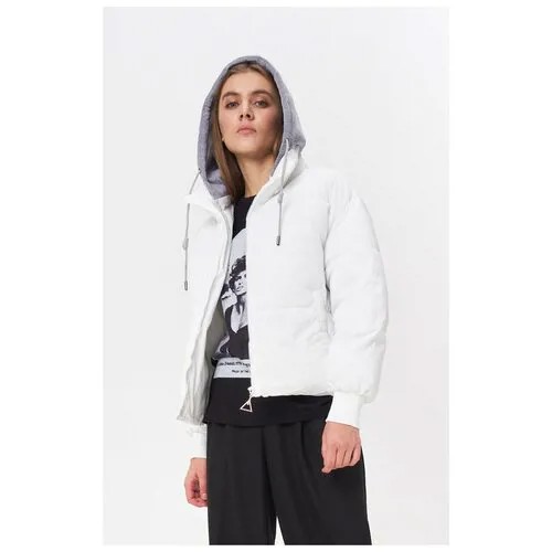 Укороченная куртка с текстильным капюшоном Ennergiia El_W64022_белый/Enn Белый 48
