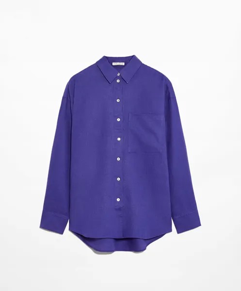 Рубашка Oysho Linen Long Sleeved, синий