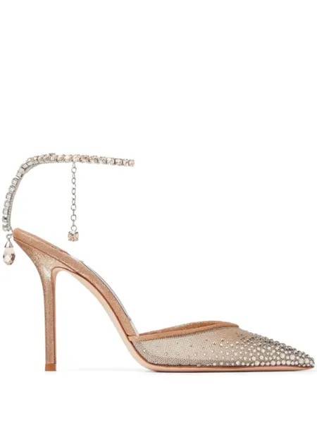 Jimmy Choo туфли Saeda 100 с кристаллами, золотистый