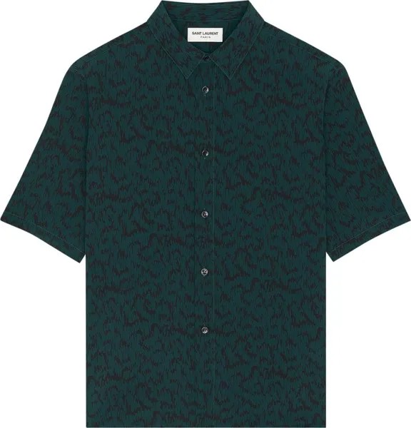 Рубашка Saint Laurent Shirt In Printed Crepe De Chine 'Vert/Noir', черный
