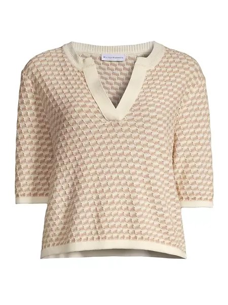 Двухцветная трикотажная льняная туника White + Warren, цвет soft toffee combo