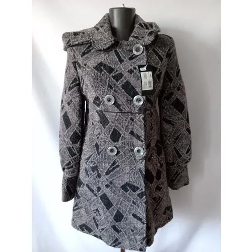 Пальто  AURORASTAR демисезонное, шерсть, размер 42/170, серый, черный