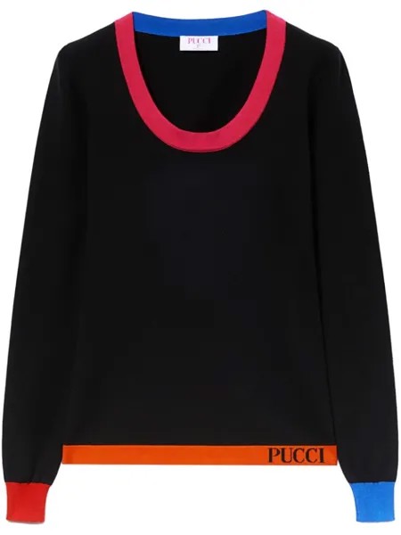 PUCCI джемпер в стиле колор-блок, черный