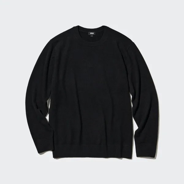 Джемпер из 100% кашемира с круглым вырезом UNIQLO, черный