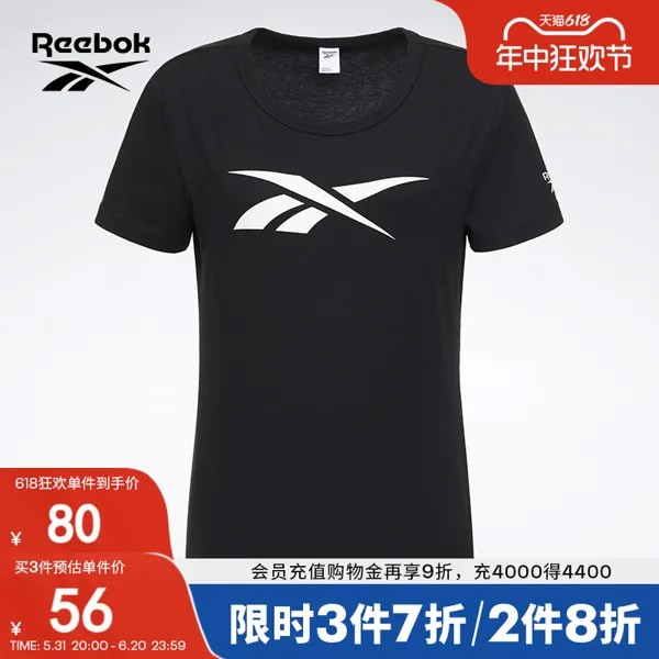 Футболка женская Reebok с логотипом, черный