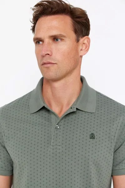 Рубашка-поло из пике с принтом Cortefiel, бледно-зеленый