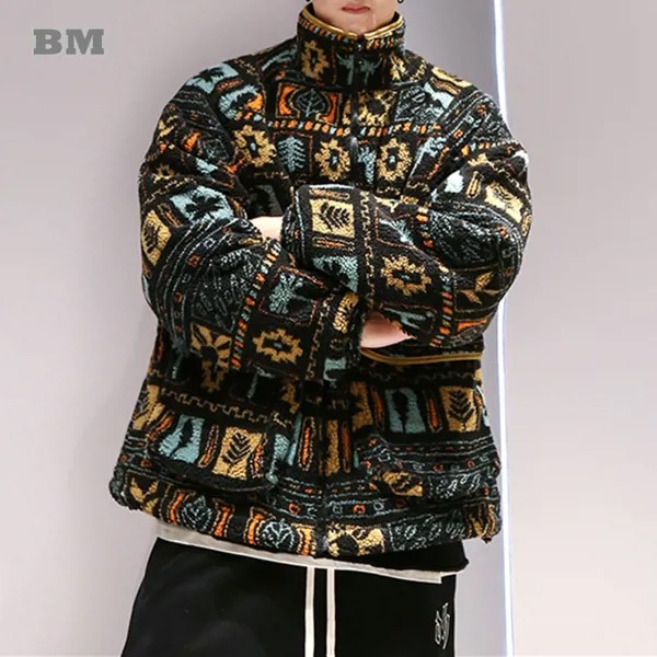 Парка мужская зимняя с флисовой подкладкой, Толстая Уличная одежда в Корейском стиле, куртка в стиле хип-хоп, японский стиль Харадзюку, повседневное пальто