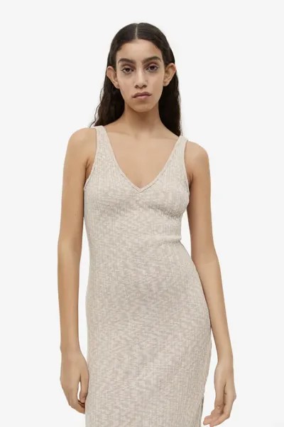 Платье из джерси в рубчик H&M, бежевый
