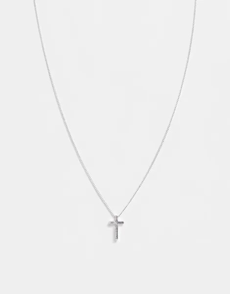 Серебристое ожерелье с крестиком ASOS DESIGN-Серебряный