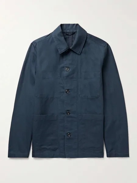 Верхняя рубашка из хлопково-льняного твила Jamison HARTFORD, синий