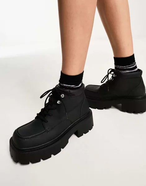 Черные ботинки на массивной шнуровке с квадратным носком Truffle Collection