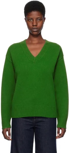 Зеленый свитер с v-образным вырезом Toteme