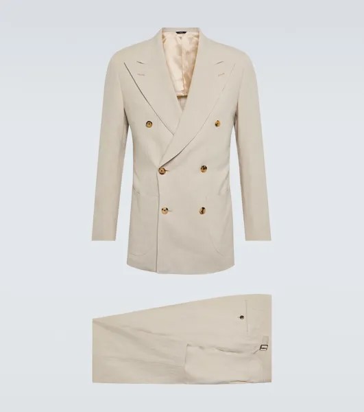 Двубортный льняной костюм Thom Sweeney, бежевый