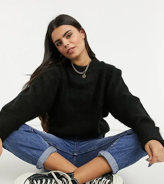 Джемпер в стиле oversized из ворсованной пряжи черного цвета ASOS DESIGN Petite-Зеленый цвет