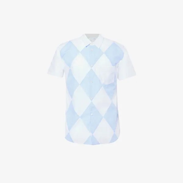 Хлопковая рубашка с ромбовидным узором и короткими рукавами Comme des Garçons, белый