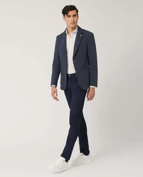 Узкие мужские брюки с пятью карманами темно-синего цвета Harmont&Blaine, темно-синий