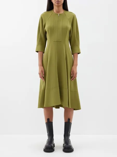 Платье миди из креп-джерси со вставками Proenza Schouler, зеленый