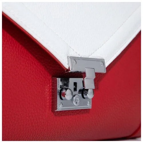 Сумка-мессенджер, отдел на клапане, наружный карман, длинный ремень, цвет красный/белый