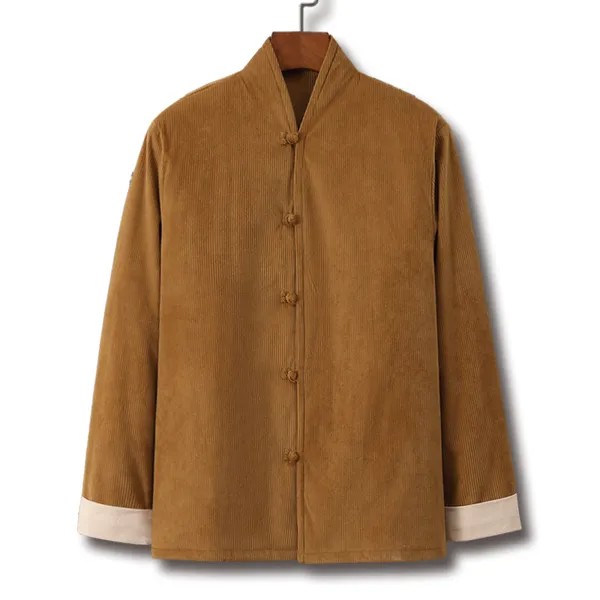 Утолщенная Теплая стеганая куртка в китайском стиле 2022, костюм Тан в китайском ретро-стиле, хлопковая стеганая куртка, Вельветовая мужская куртка