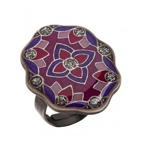 Кольцо Clara Bijoux, бижутерный сплав, эмаль, безразмерное, красный, фиолетовый