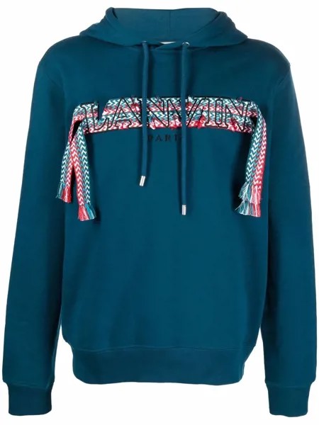 LANVIN frayed-logo long-sleeved hoodie