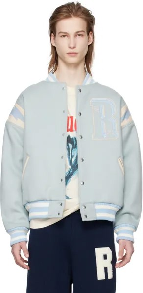 Синий бомбер с молниями Rhude, цвет Mint/Cream