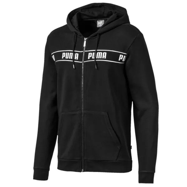 Мужская спортивная куртка с усиленной толстовкой на молнии с логотипом 580439 01 Puma, черный