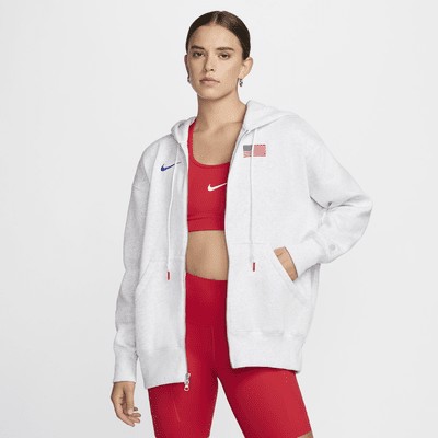 Худи Nike USA Phoenix Fleece, цвет Birch Heather/Baltic Blue/White/Old Royal