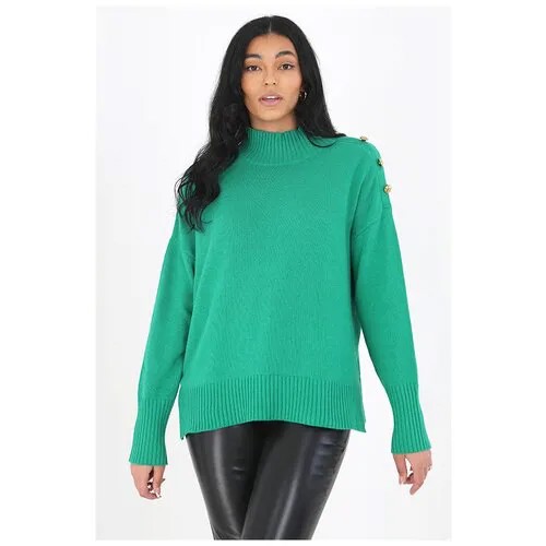 Пуловер для женщин, Brave Soul, модель: LK-555BUTTONSA, цвет: зеленый, размер: M