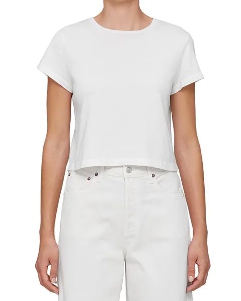 Хлопковая укороченная футболка Adine AGOLDE, цвет White