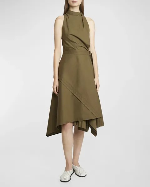 Компактное асимметричное платье Yoko из поплина Proenza Schouler, цвет Wood