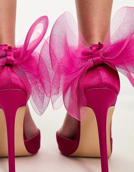 Туфли с острым носком и тюлевым бантом Public Desire Belle цвета свеклы