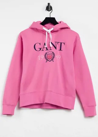 Розовый худи с гербом GANT-Розовый цвет