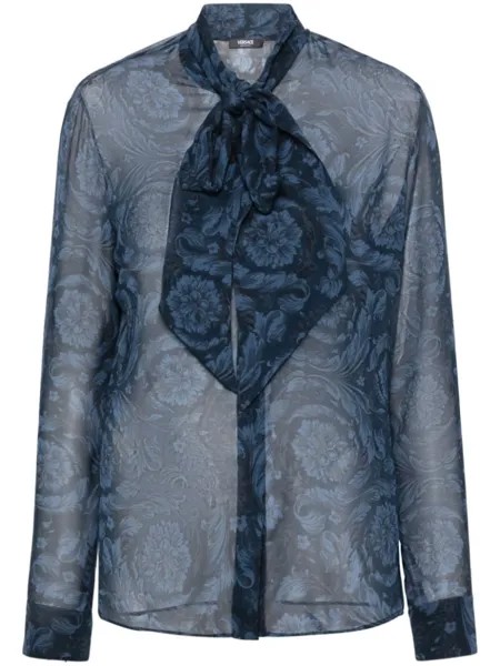 Versace рубашка Barocco с завязками, синий