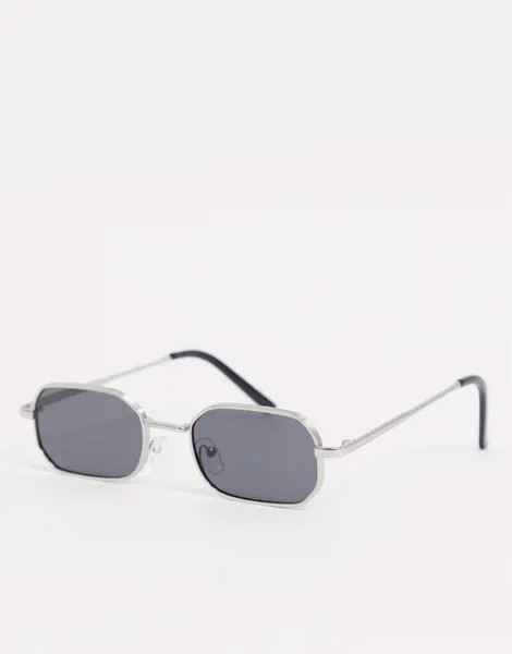 Квадратные узкие солнцезащитные очки в серебристой оправе AJ Morgan-Серебряный