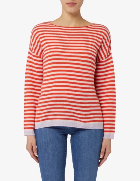 Полосатый джемпер с заниженными рукавами Pure Cashmere, оранжевый