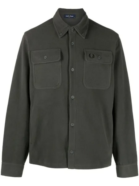 Fred Perry фактурная куртка-рубашка с вышитым логотипом, зеленый