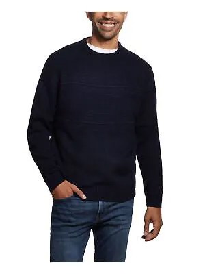 ЗАЩИЩЕННЫЙ ВИНТАЖНЫЙ мужской темно-синий классический свитер с жаккардовой кокеткой и длинными рукавами XXXL