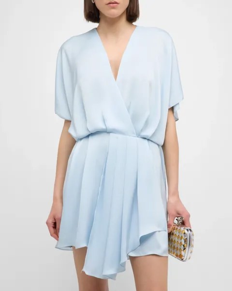 Атласное мини-платье Lillie Ramy Brook, цвет Crystal Blue