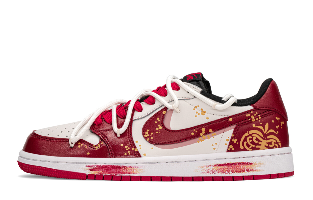 Кроссовки Air Jordan 1 Vintage Basketball Shoes Women's Low-top Red/Gold, золотой