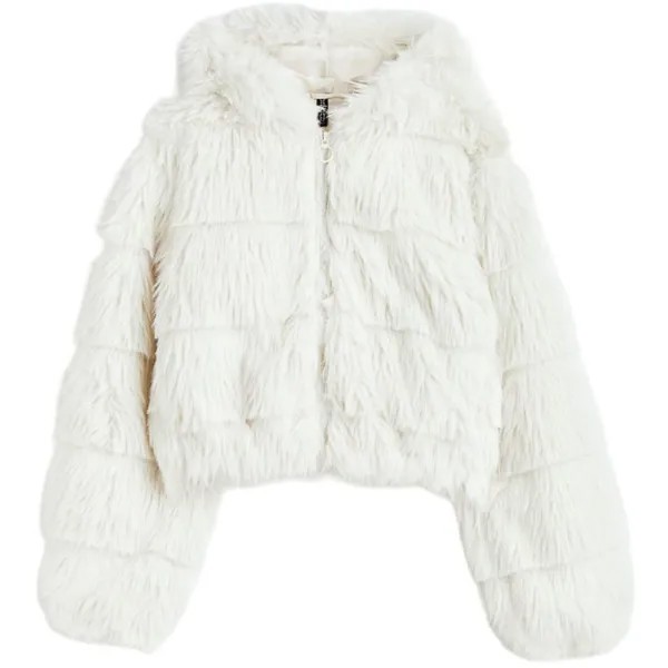 Куртка H&M Hooded Fluffy, кремовый