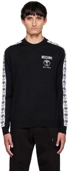 Черный свитер с двойным вопросительным знаком Moschino