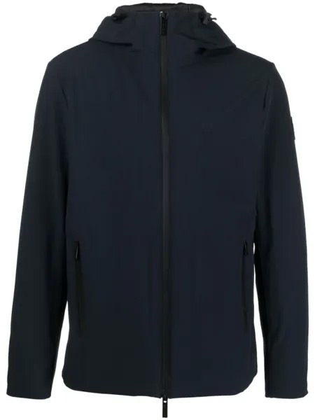 Woolrich куртка на молнии с капюшоном и нашивкой-логотипом, синий